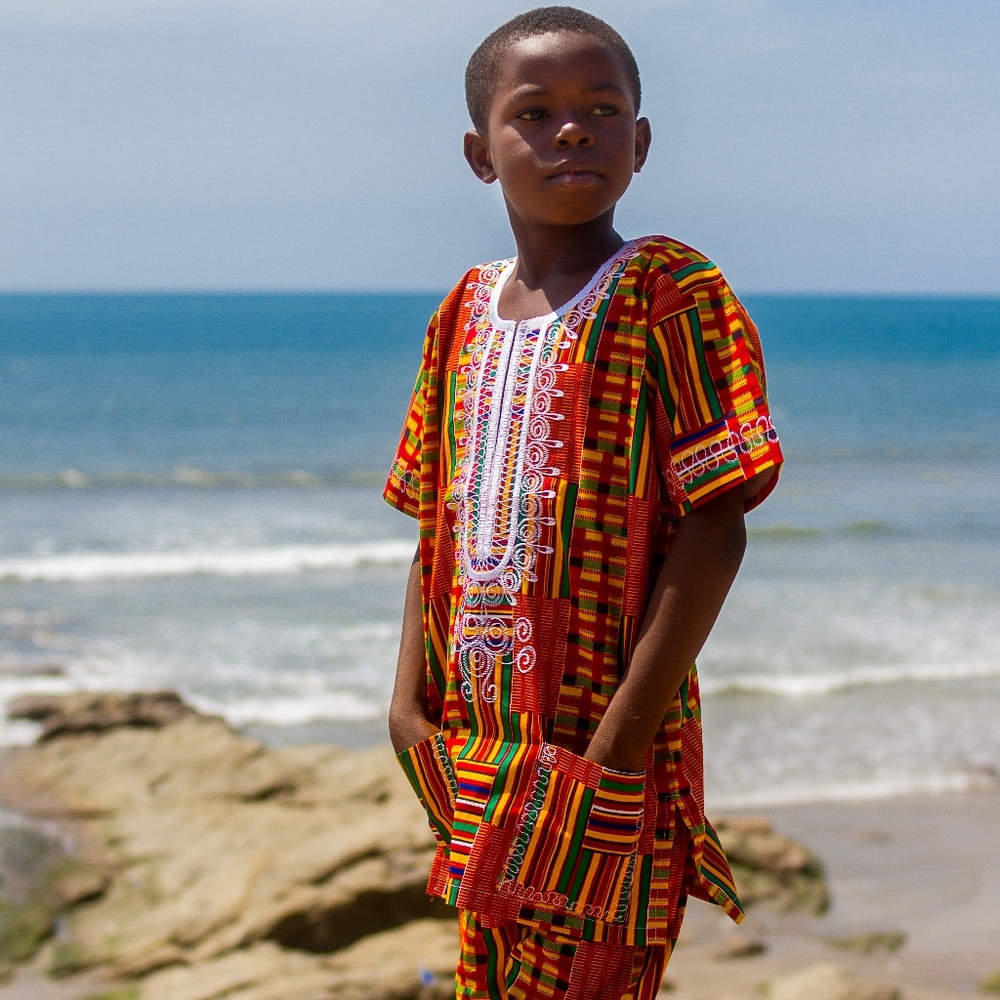 CLEARANCE- Matching Set, African Boy Kente Outfit - Picture 5 of 7